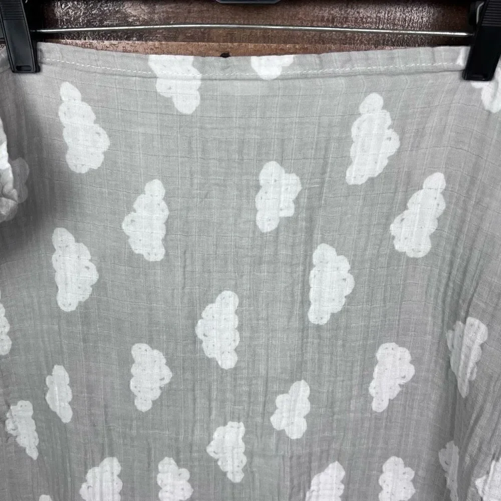 Cloud Island Baby Blanket Grey White Cloud Print Lightweight Cotton